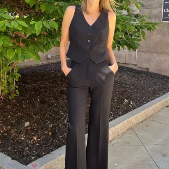 NEW Express Editor High Waisted Trouser Flare Pant Pitch black 58 - Picture 5 of 5